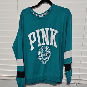 PINK Victoria's Secret Teal Crew Neck Sweater